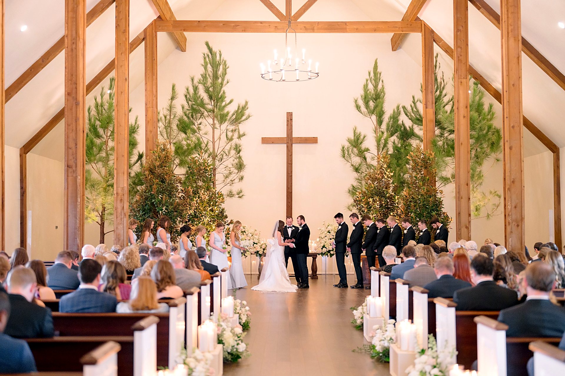 A candlelit ceremony in Union Bell Chapel at The Vine